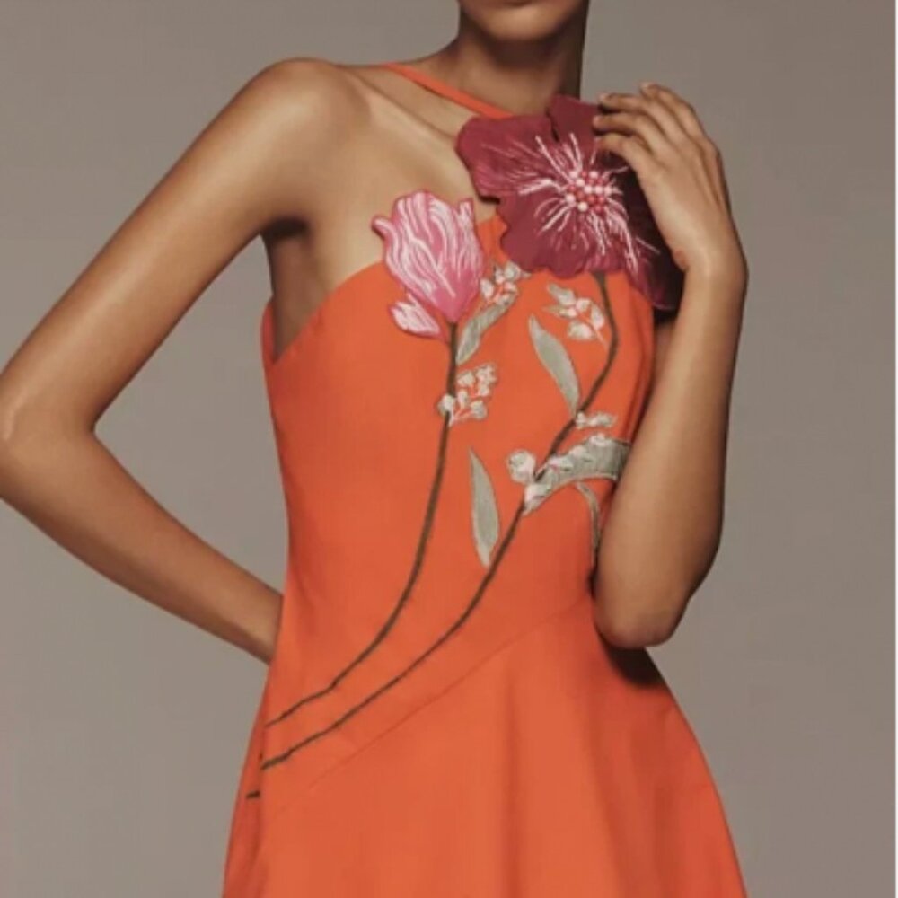 Yukiko Noritake x Anthropologie Asymmetric Floral Midi Dress 4
